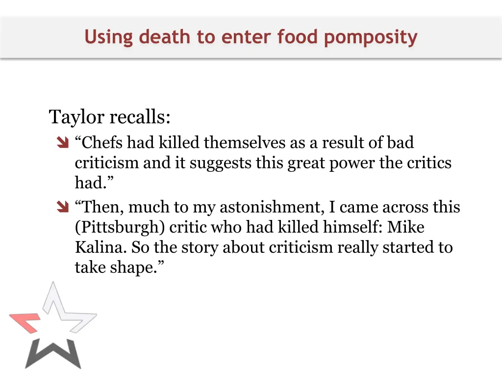 using death to enter food pomposity