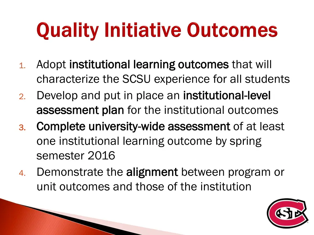 1 adopt institutional learning outcomes