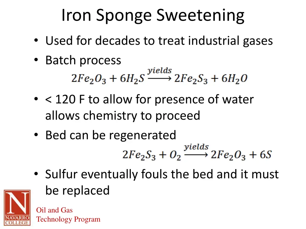 iron sponge sweetening