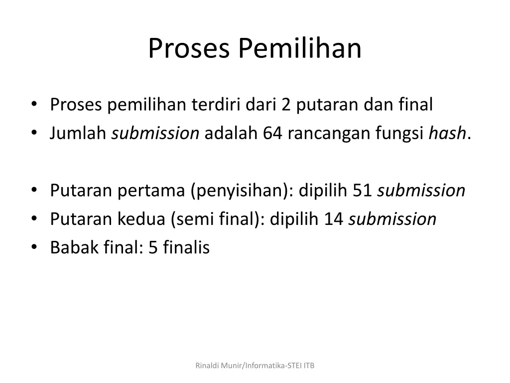 proses pemilihan