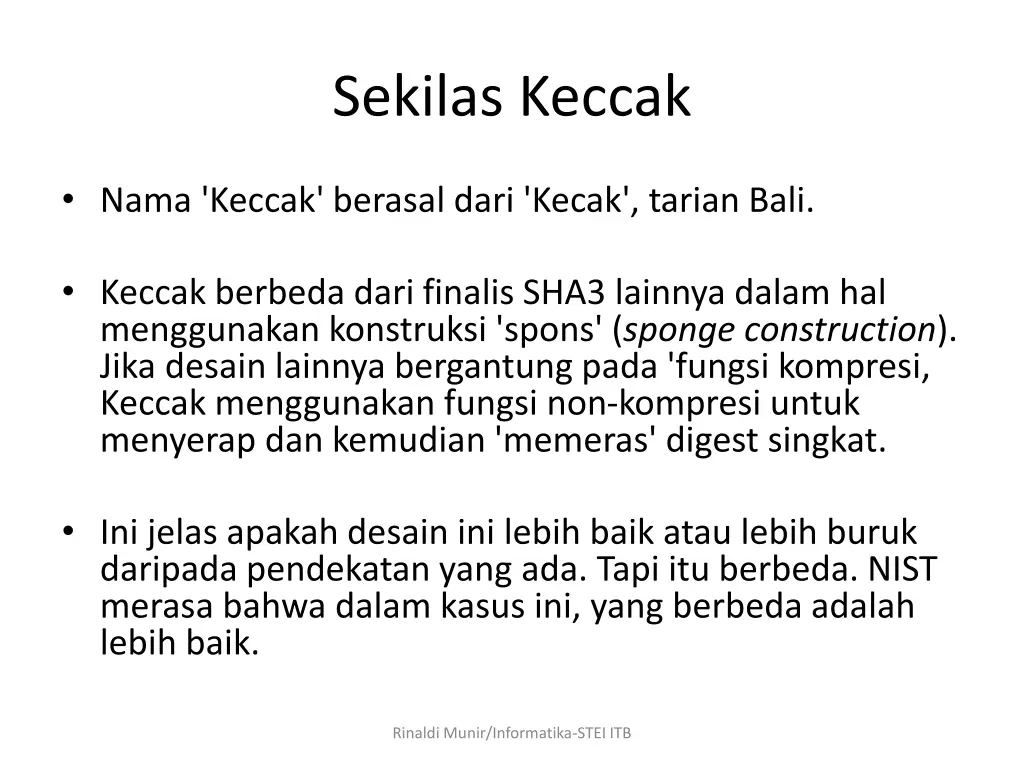 sekilas keccak