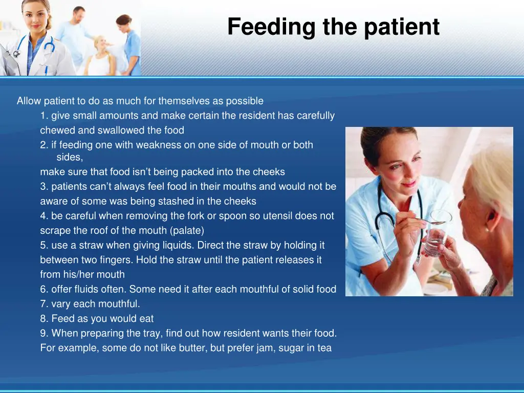 feeding the patient