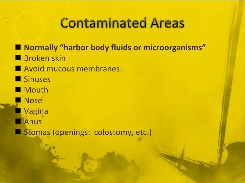 contaminated areas