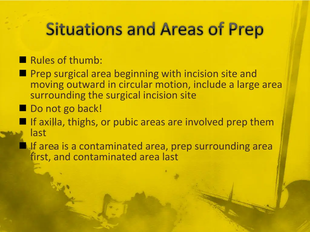 situations and areas of prep