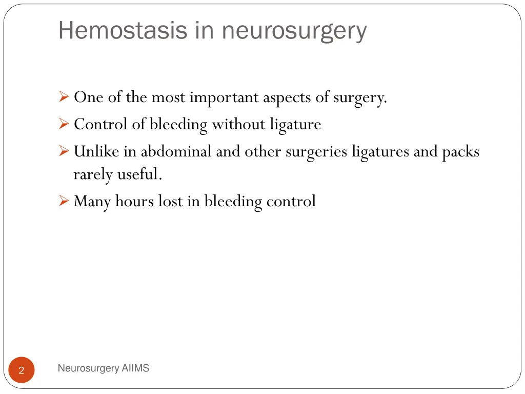 hemostasis in neurosurgery