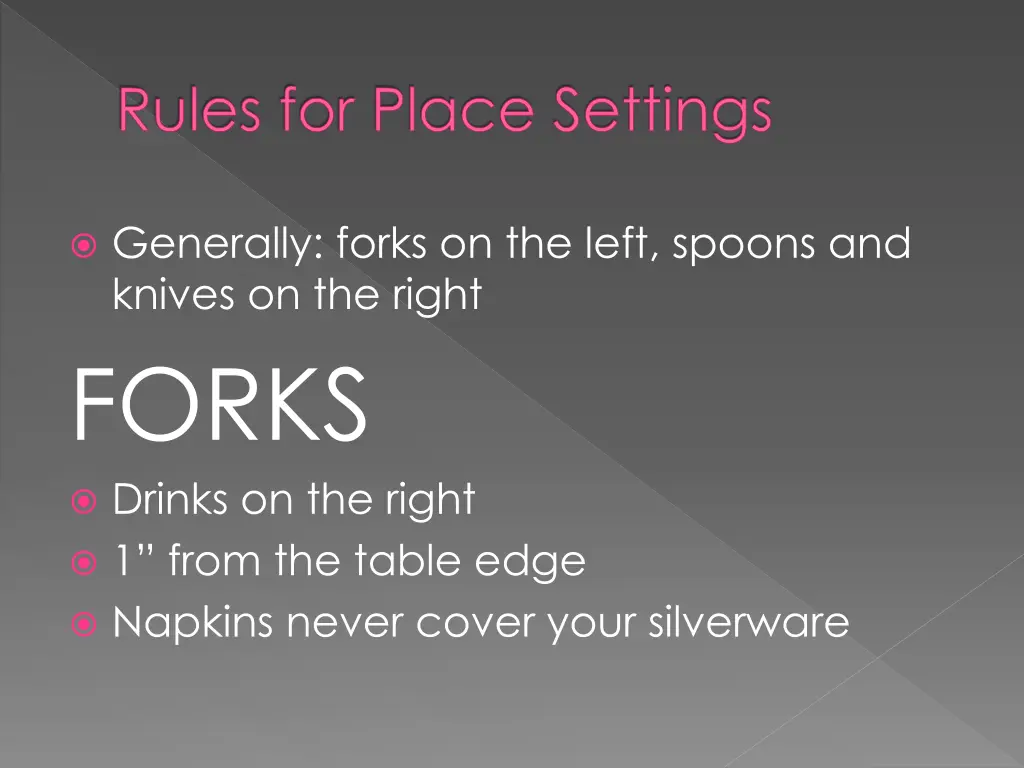 rules for place settings