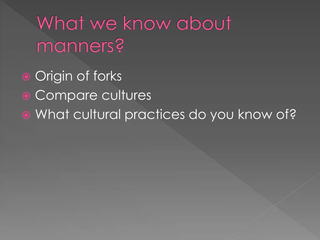 what we know about manners