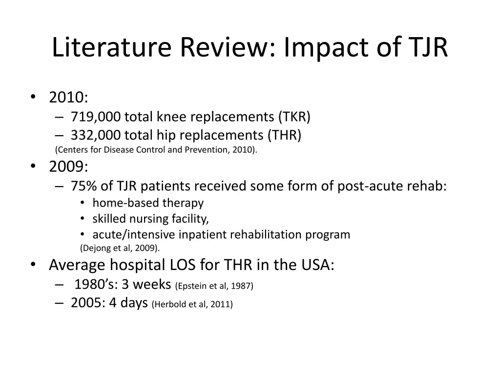 literature review impact of tjr