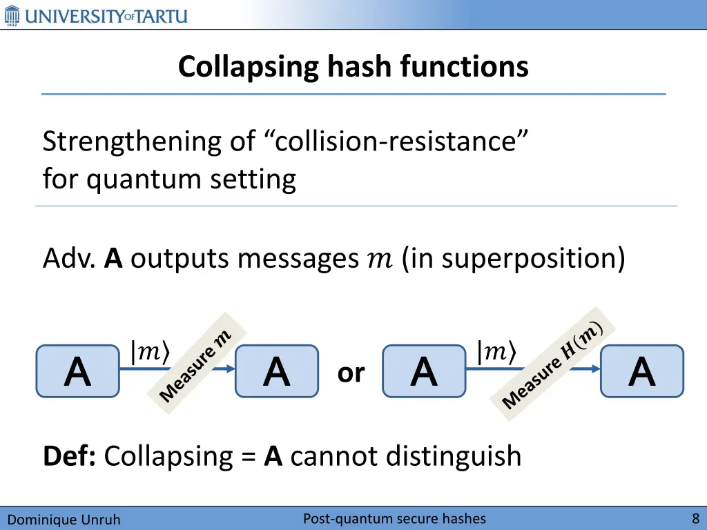 collapsing hash functions