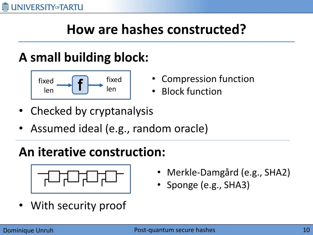 how are hashes constructed