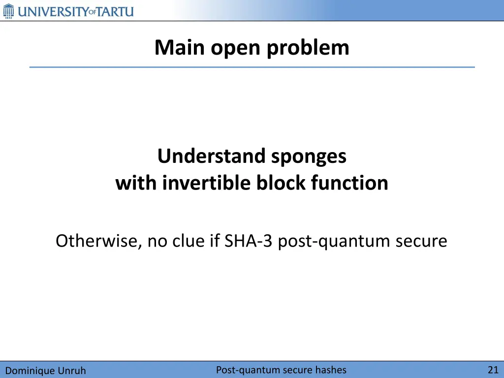 main open problem