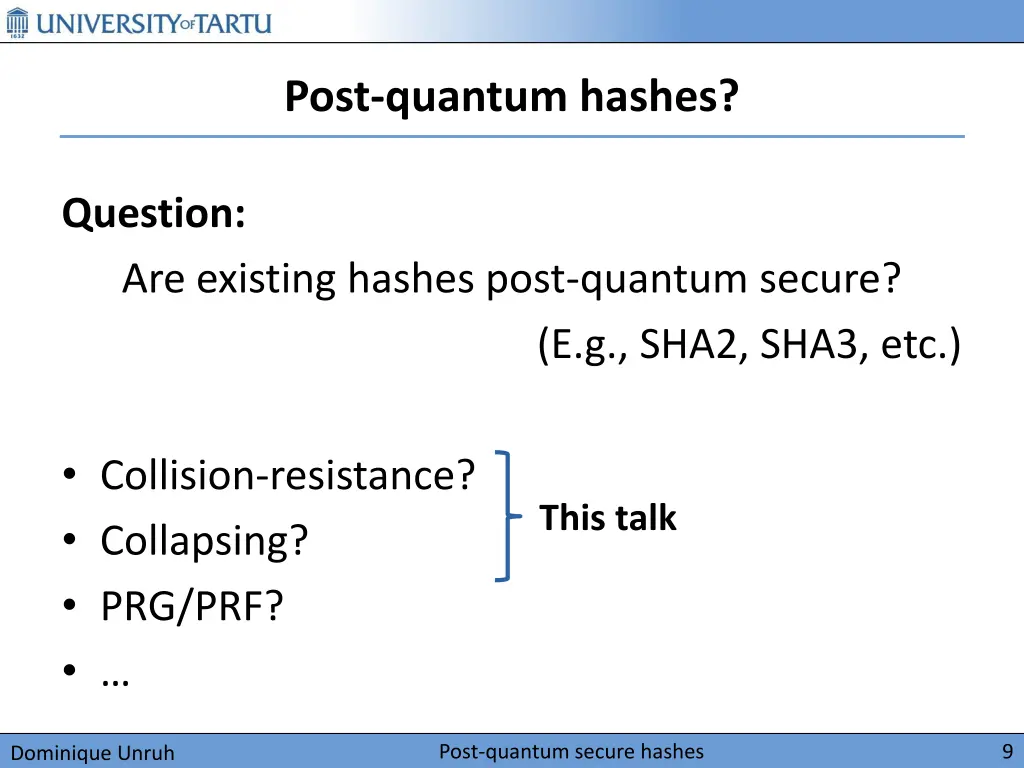 post quantum hashes