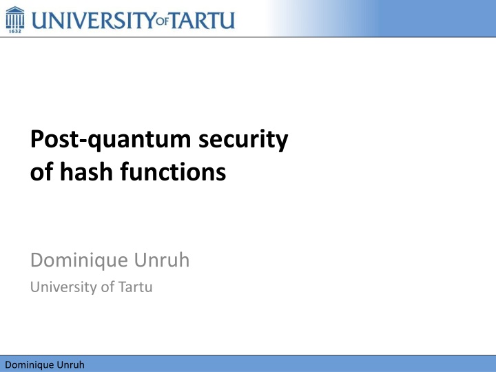 post quantum security of hash functions