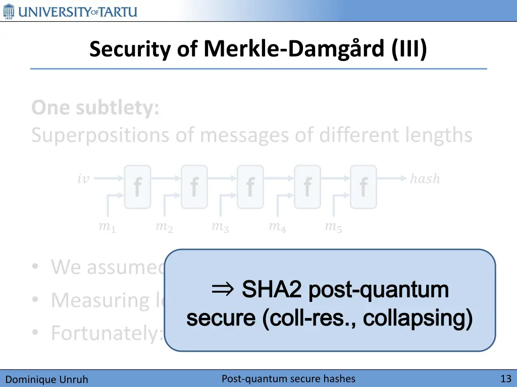 security of merkle damg rd iii