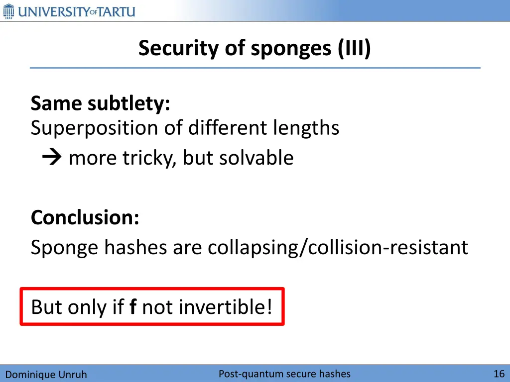 security of sponges iii