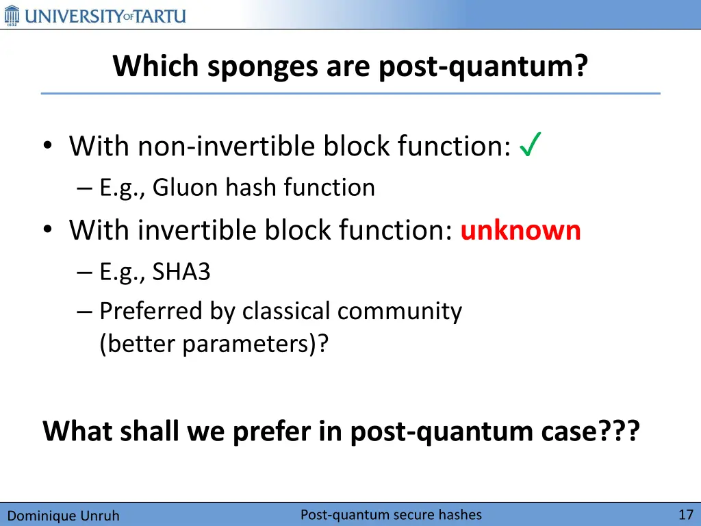 which sponges are post quantum