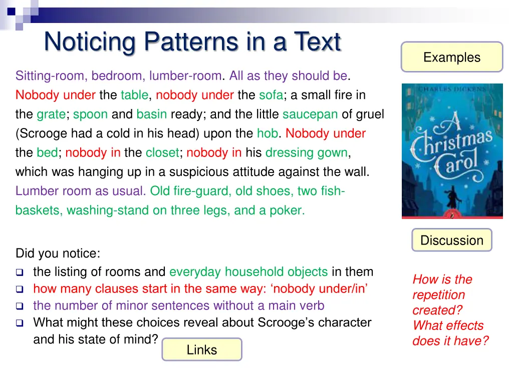 noticing patterns in a text 1