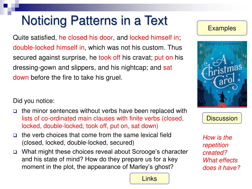 noticing patterns in a text 2