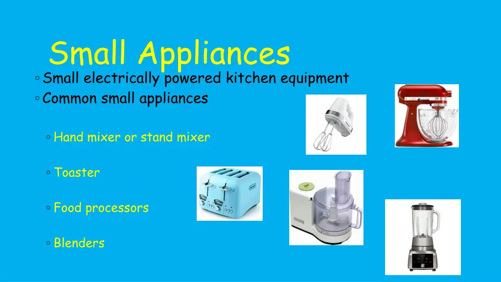 small appliances small electrically powered