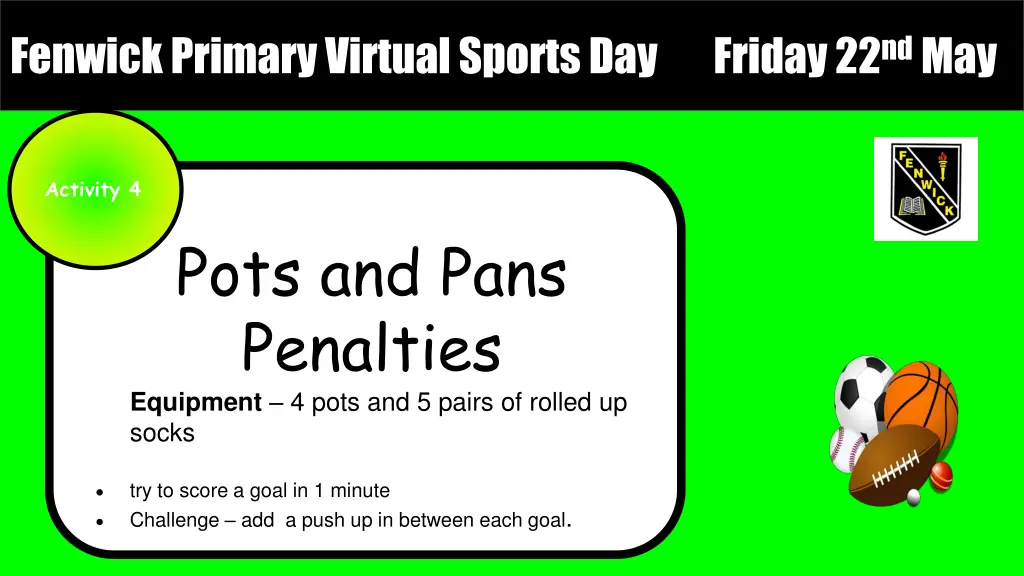 fenwick primary virtual sports day friday 4