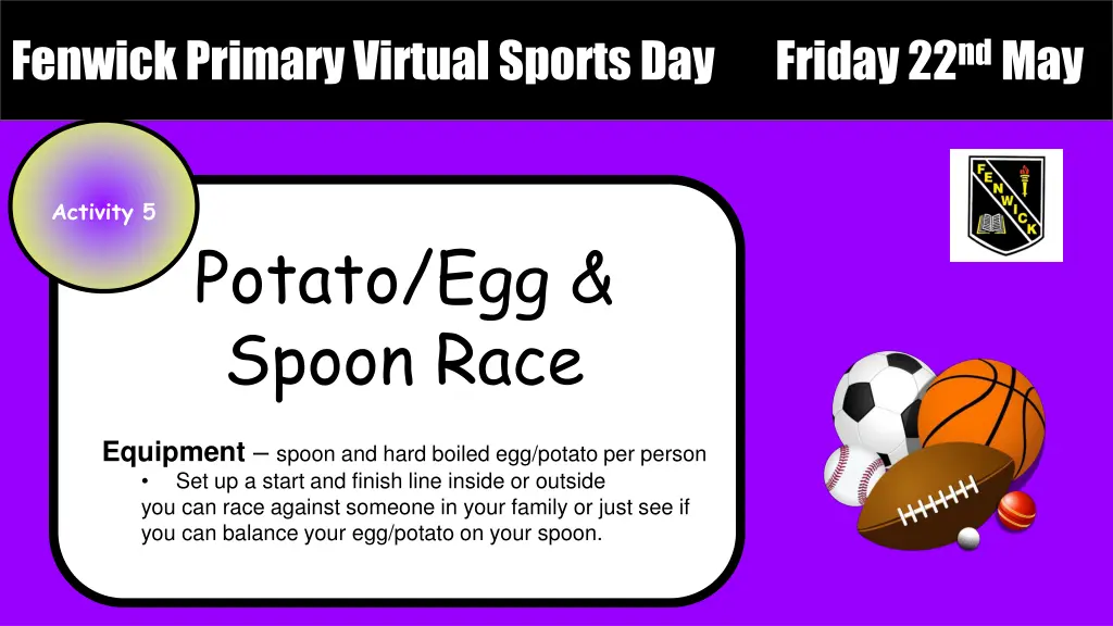 fenwick primary virtual sports day friday 5