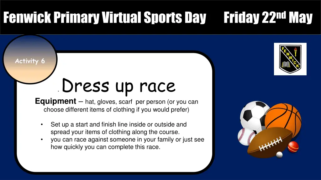 fenwick primary virtual sports day friday 6