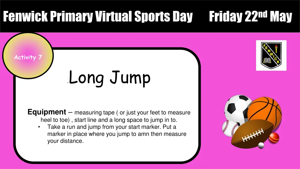 fenwick primary virtual sports day friday 7