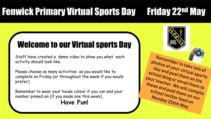 fenwick primary virtual sports day friday