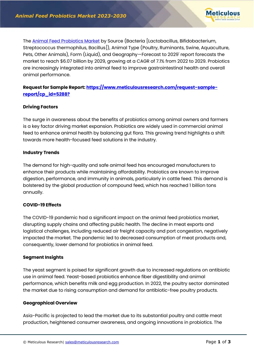 animal feed probiotics market 2023 2030