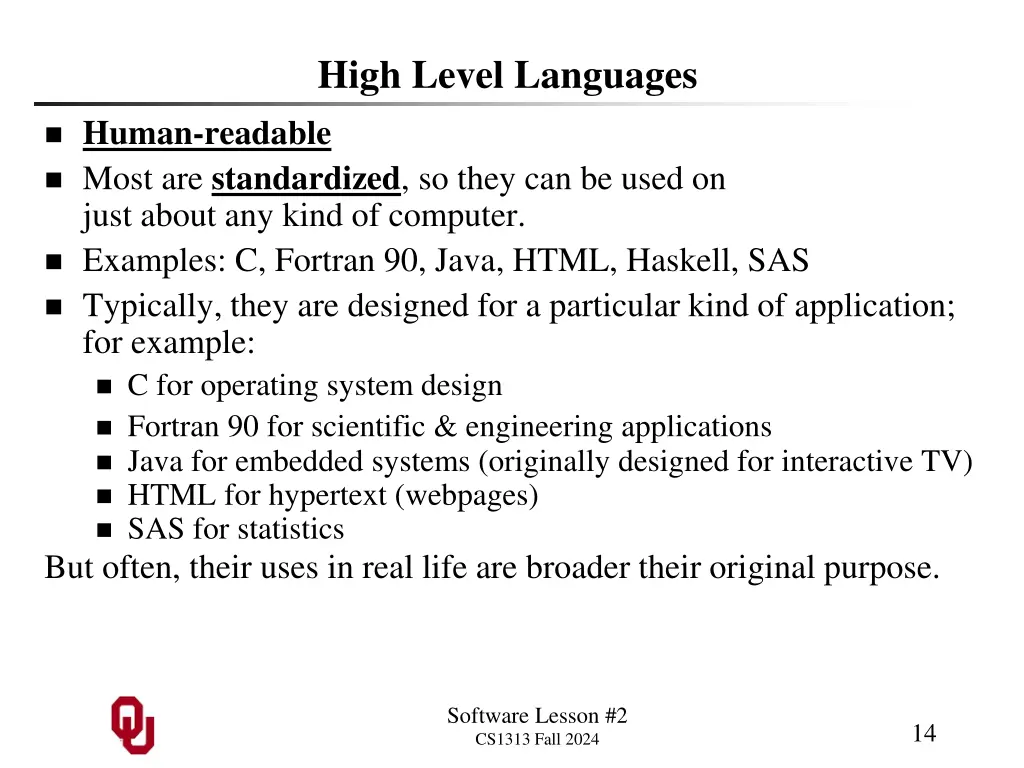 high level languages