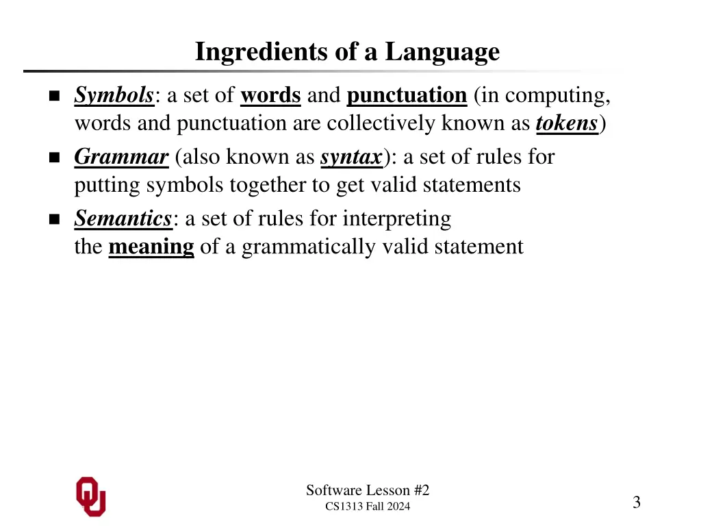 ingredients of a language