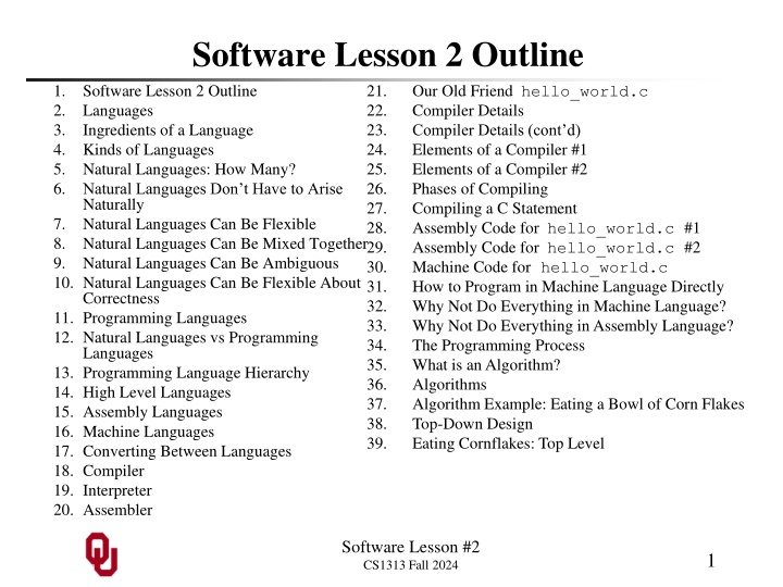 software lesson 2 outline