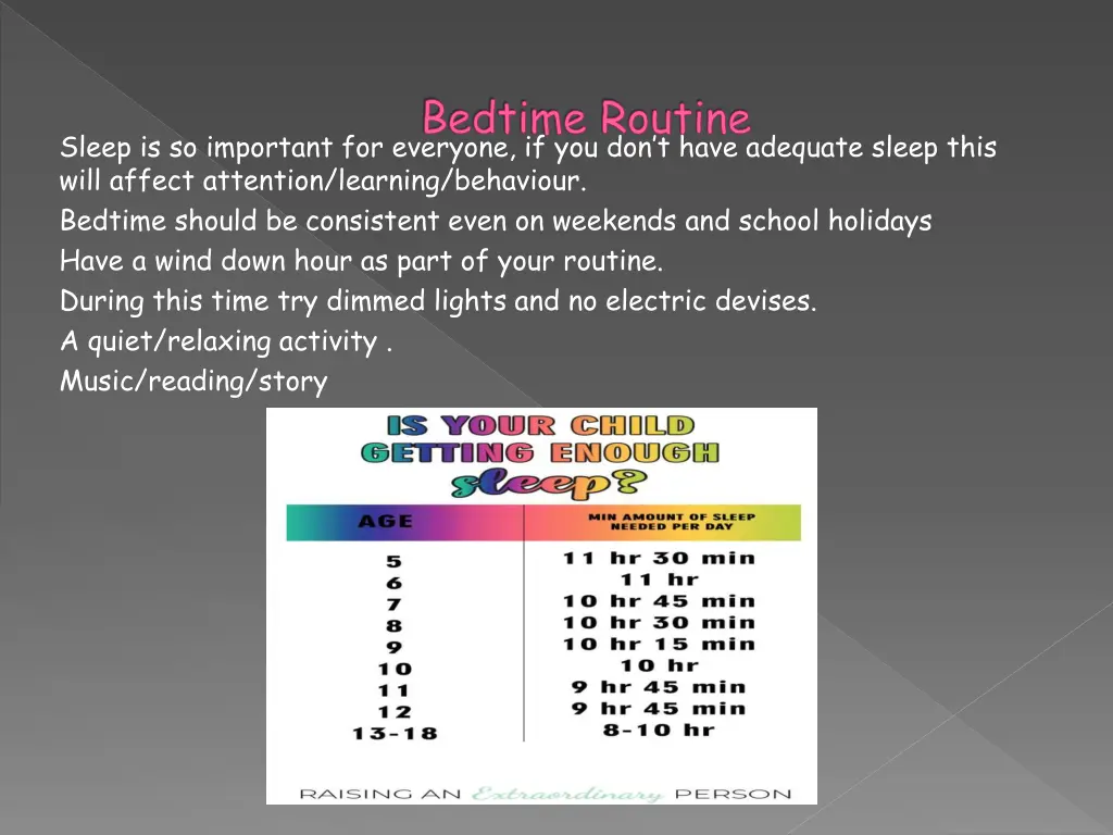 bedtime routine