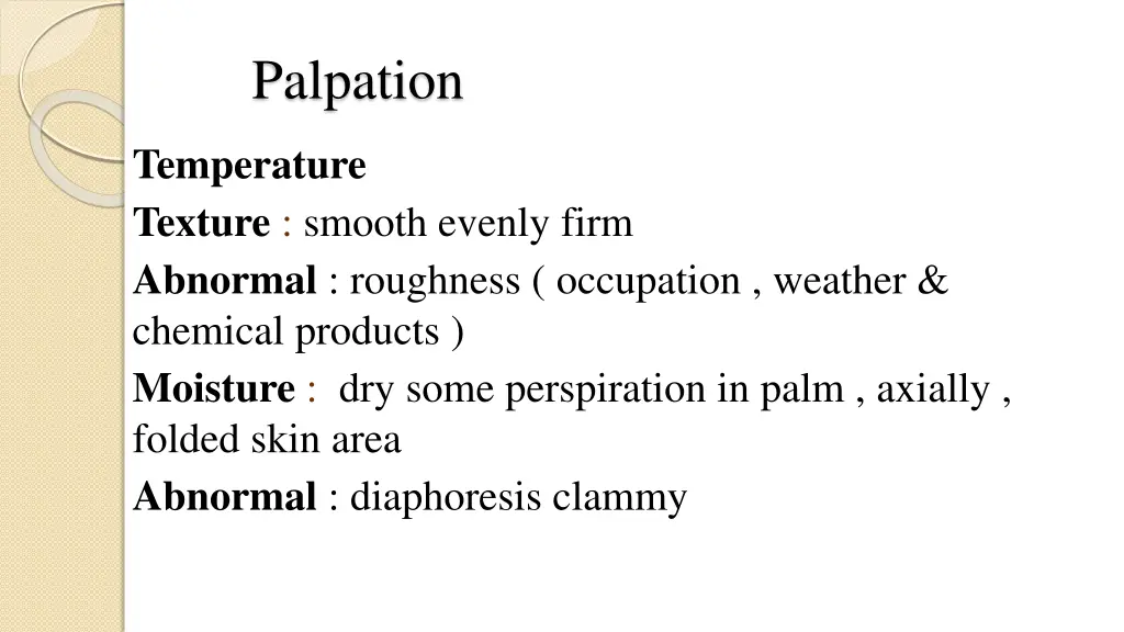 palpation