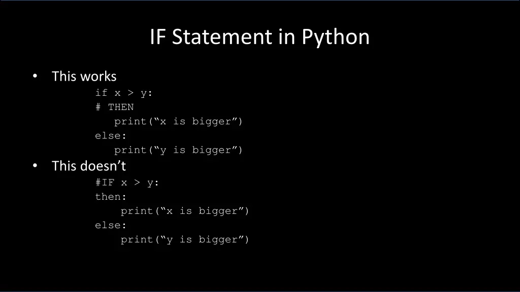 if statement in python