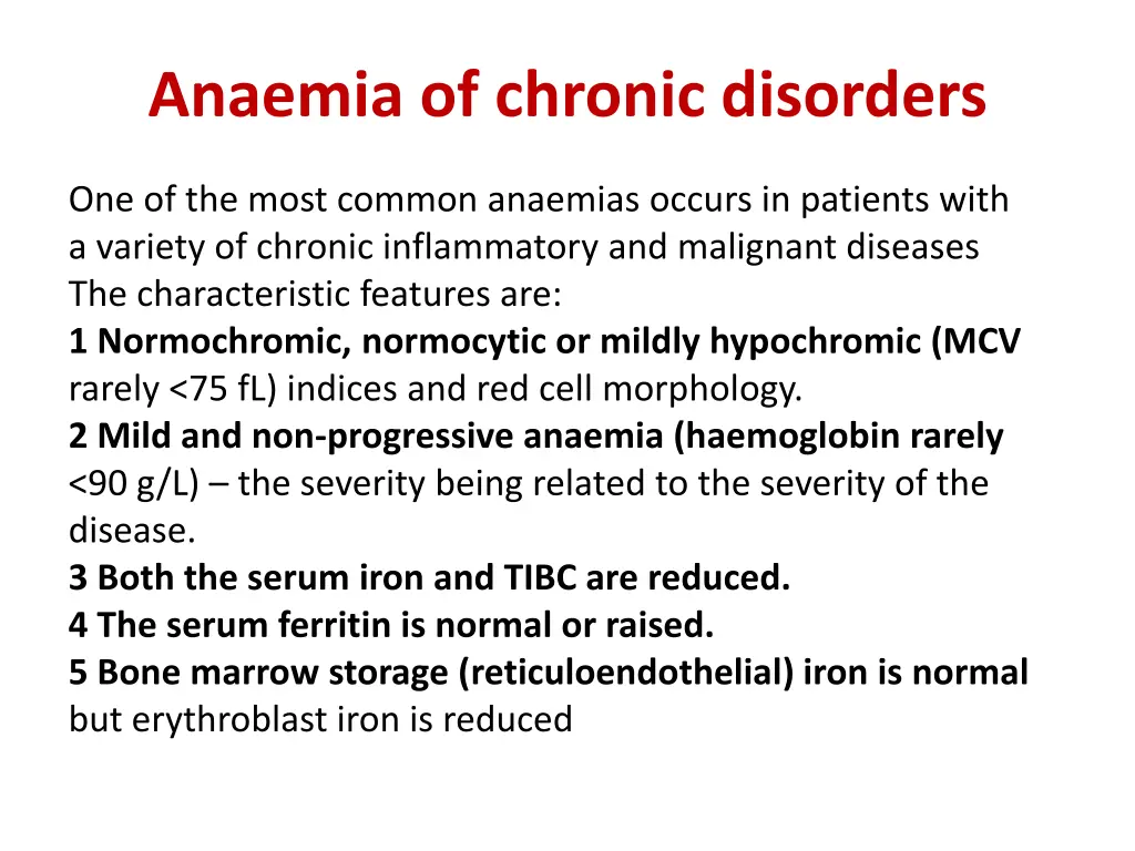 anaemia of chronic disorders