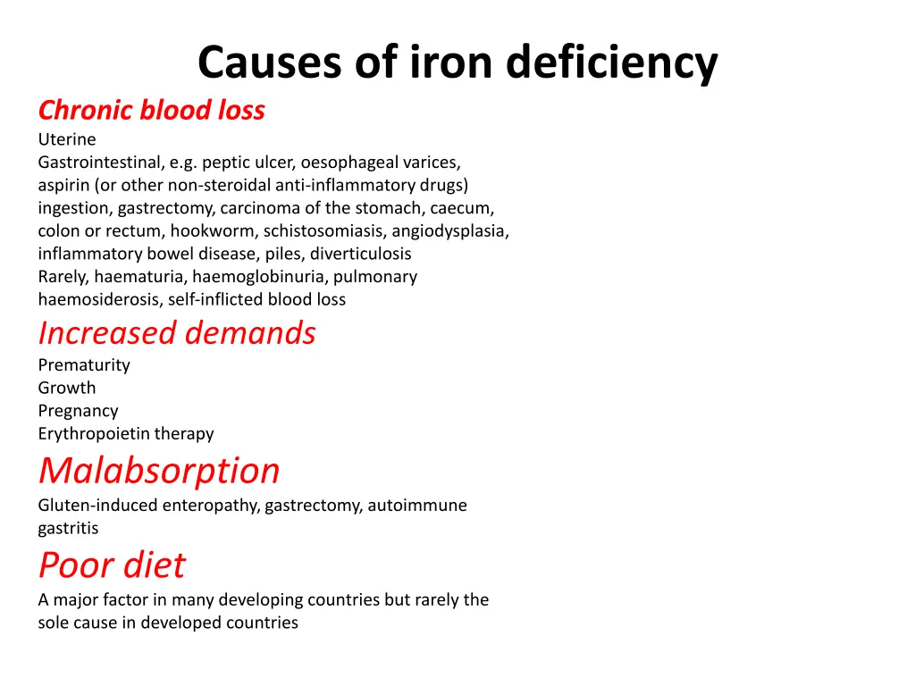 causes of iron deficiency chronic blood loss