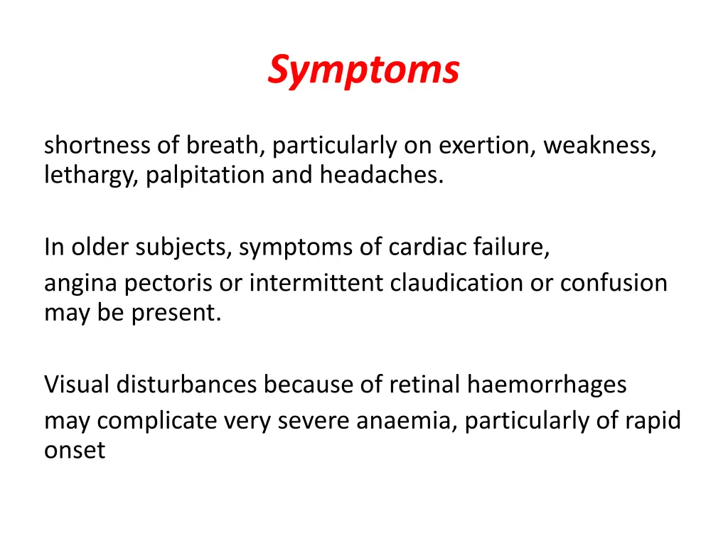 symptoms