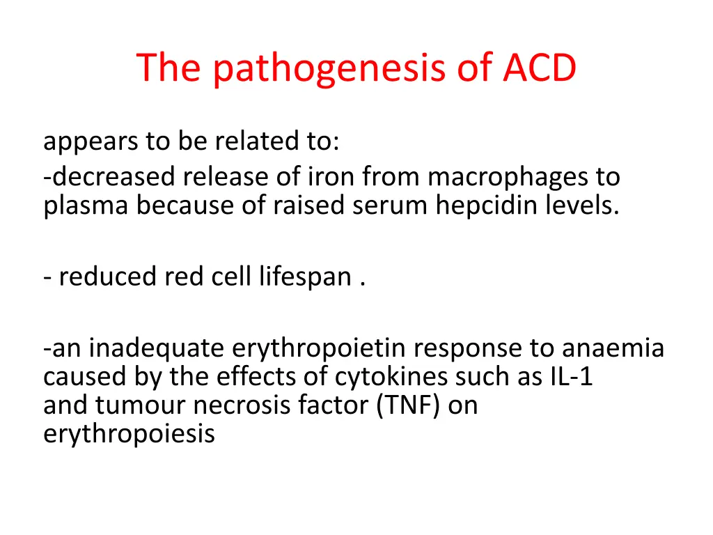 the pathogenesis of acd