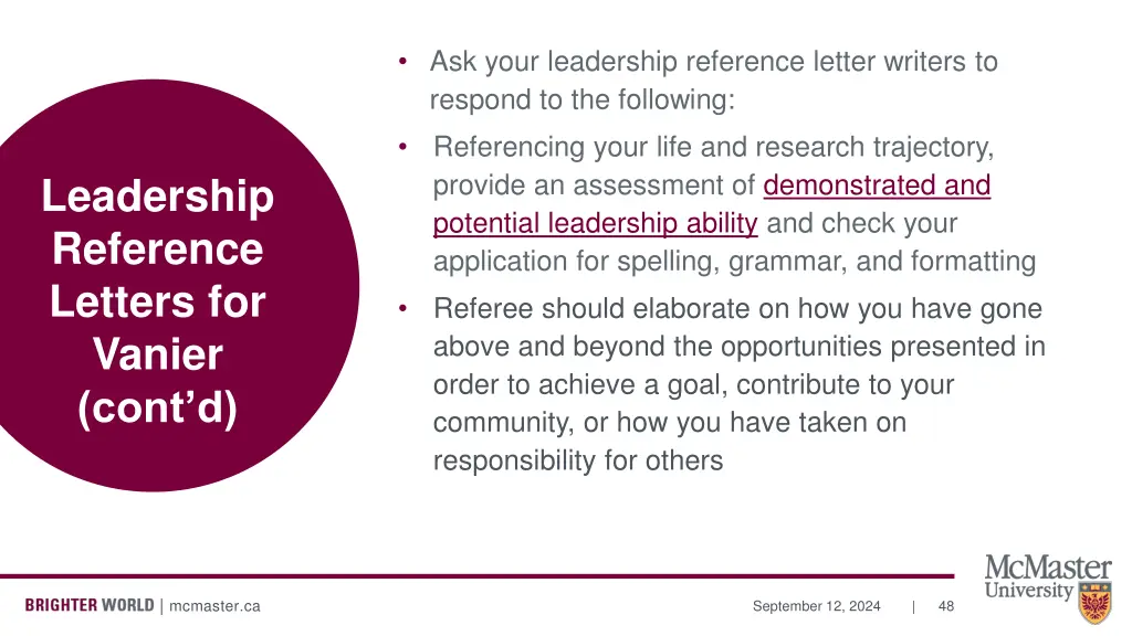 ask your leadership reference letter writers