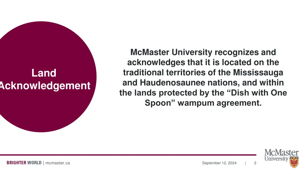 mcmaster university recognizes and acknowledges