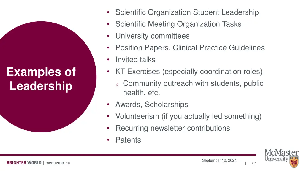 scientific organization student leadership