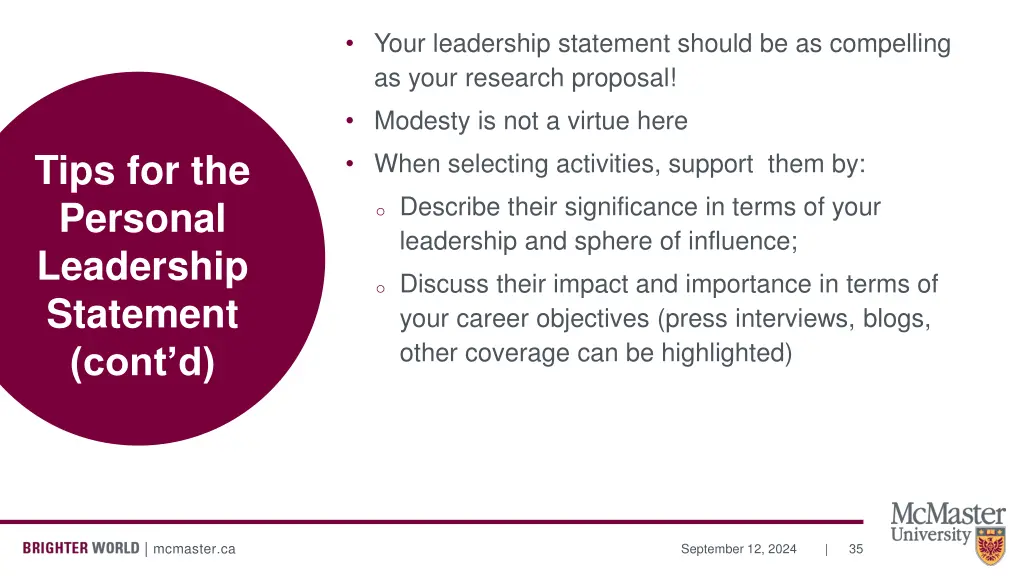 your leadership statement should be as compelling