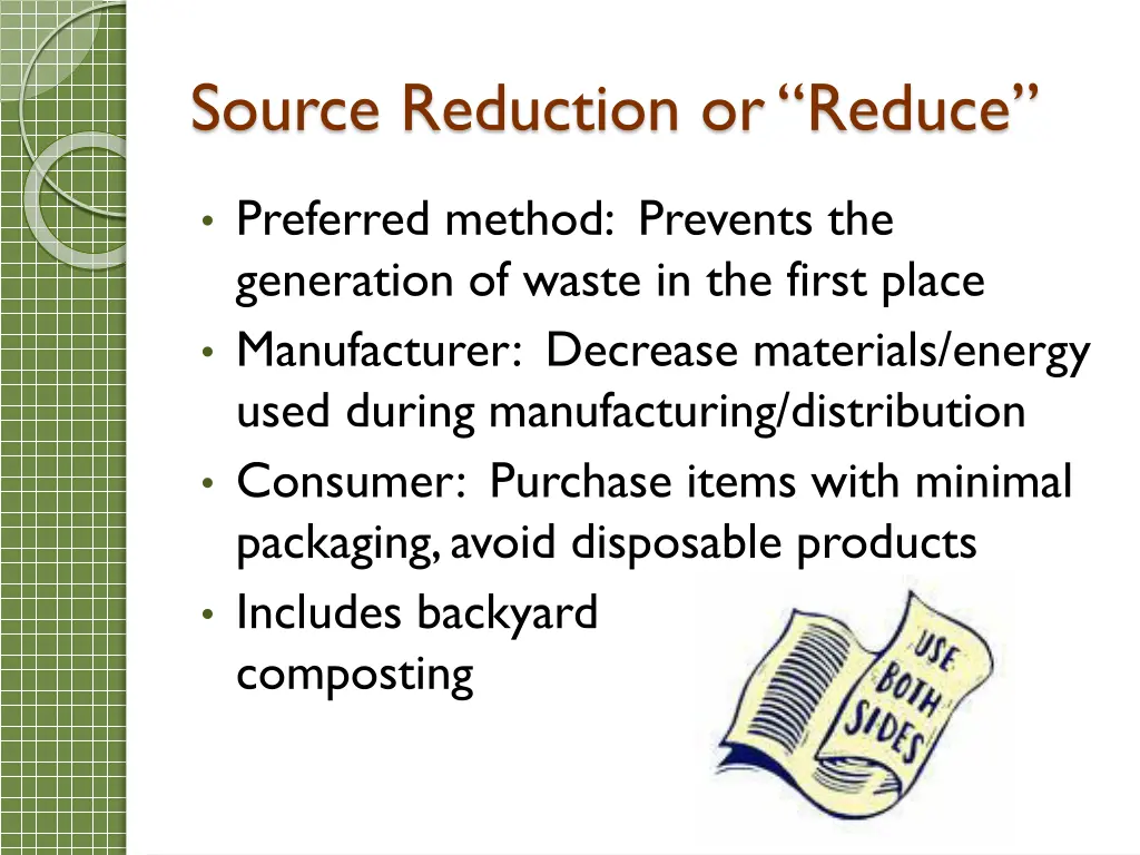 source reduction or reduce