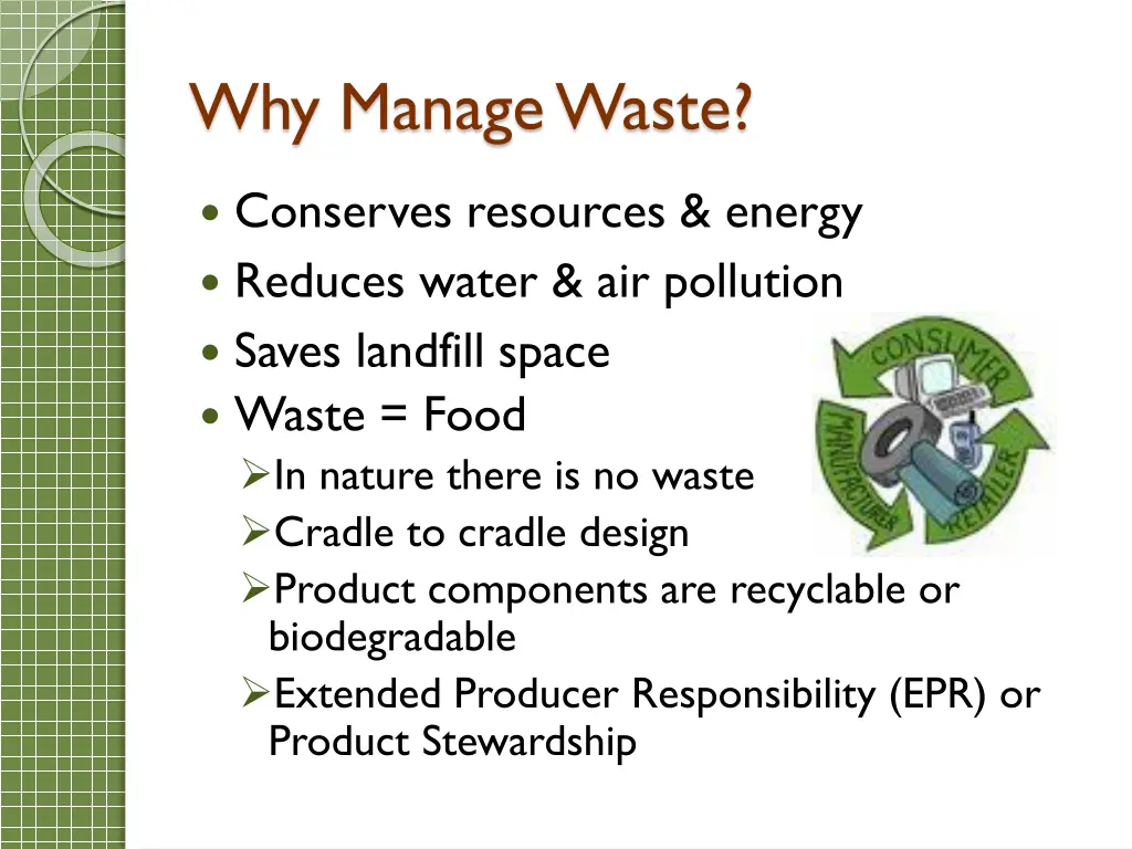 why manage waste