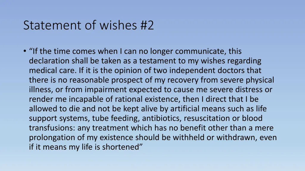 statement of wishes 2