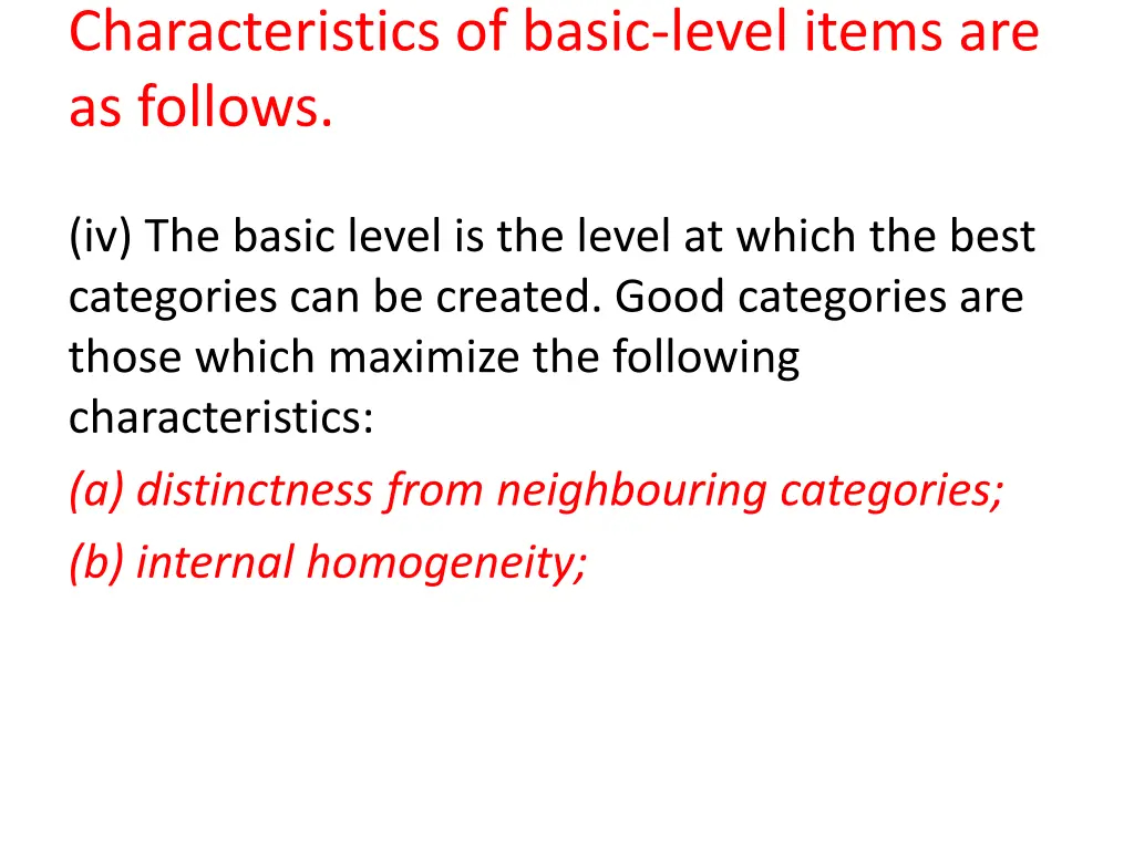 characteristics of basic level items 1