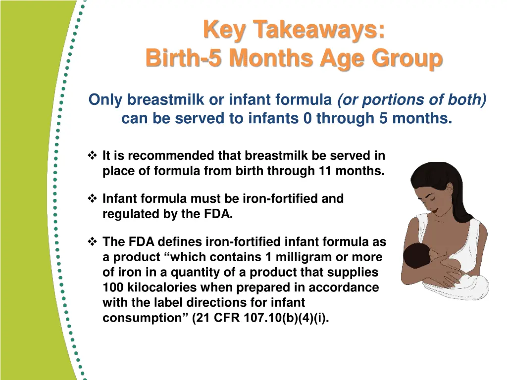 key takeaways birth 5 months age group