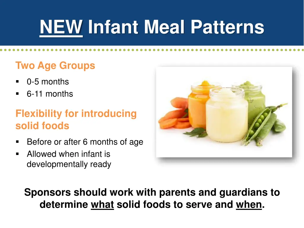 new infant meal patterns