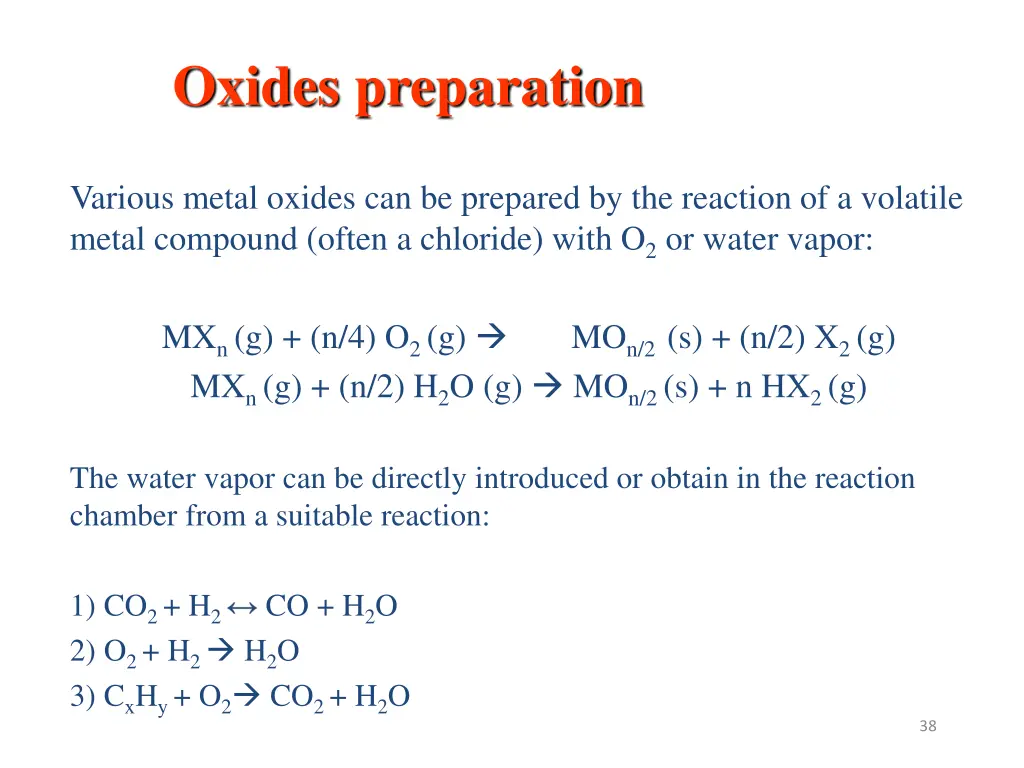 oxides preparation